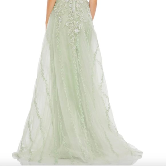 MAC DUGGAL 20313 EMBELLISHED SOFT TIE SLEEVELESS V-NECK SAGE GOWN sz 8 - Picture 6 of 6